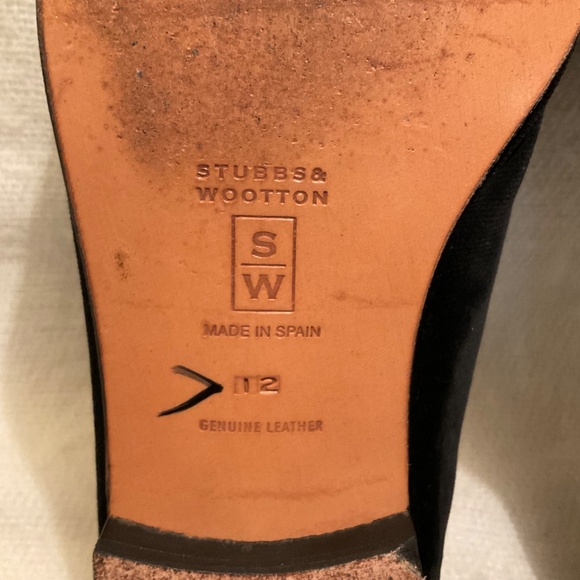 Stubbs Wootton Euro & US Dollar Symbol Men's Black Velvet Slipper Loafer Sz 12 - Picture 10 of 13